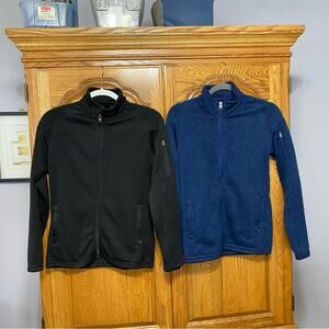 Quince Recycled Sweater Fleece Jacket Navy and Black Full-Zip Bundle Womens XS
